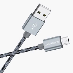 Кабель USB <--> microUSB  1.0м BOROFONE BX94 Crystal, серый
