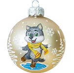 Шар "Волчонок на коньках", 65 мм., в подарочной упаковке, КУ-65-234078