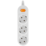 Сетевой удлинитель  3.0м POWER CUBE PC-1-3M, белый, 3 розетки, с/з, с выкл. 16А