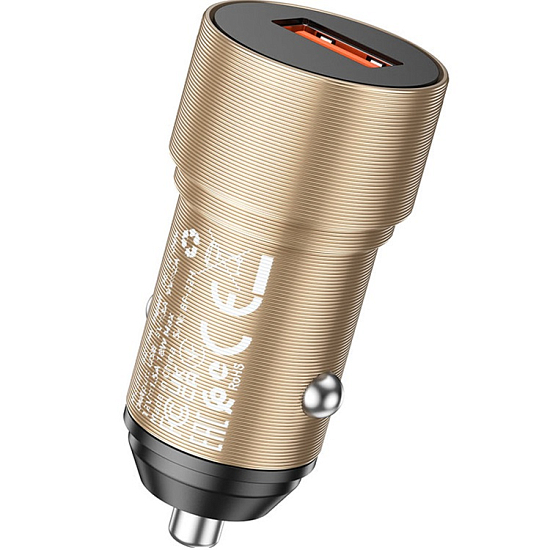 Авто ЗУ 1USB BOROFONE BZ19A, Wisdom, золотой