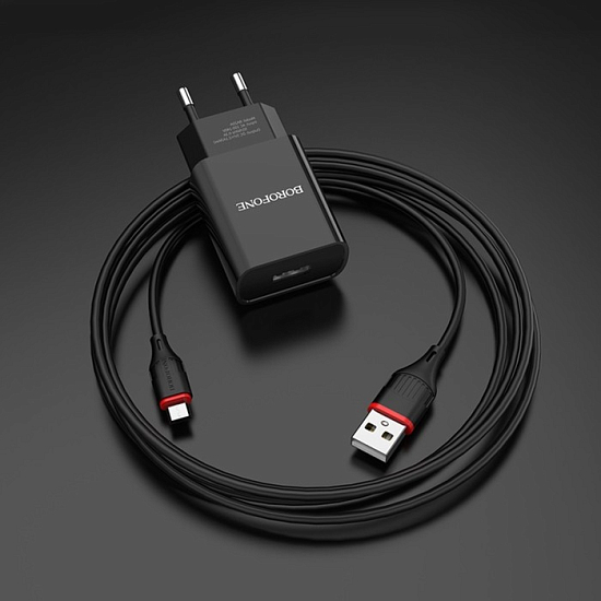 Сетевое ЗУ 1USB BOROFONE BA20A черный