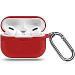 Силиконовый чехол ISA для AirPods Pro с карабином №9 crimson