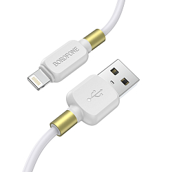 Кабель USB <--> Lightning  1.0м BOROFONE BX59 Defender, белый, золотая вставка