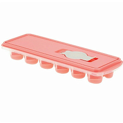 Форма для льда и шоколада СЕРДЦЕ с крышкой и клапаном коралловый М1258