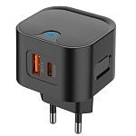 Сетевое ЗУ 1USB/1Type-C PERO TC21, черный, 25W