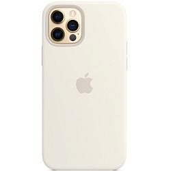 Силиконовый чехол SILICONE CASE для iPhone 12/12 Pro White (MagSafe + анимация NFC) c LOGO