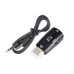 Переходник HDMI <--> VGA JET.A JA-HV01 чёрный + кабель Jack 3.5  0.5м