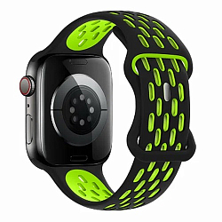 Силиконовый ремешок HOCO WA19 для APPLE Watch 42/44/45/49мм двухцветный, чёрный, жёлтая вставка