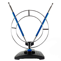 Антенна комнатная ЭФИР SE-910 пассивная ДМВ+МВ с кольцом (синие усы)