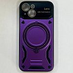 Силиконовый чехол BRISTOL Magsafe для iPhone 15 фиолетовый , защита камеры, кольцо-подставка