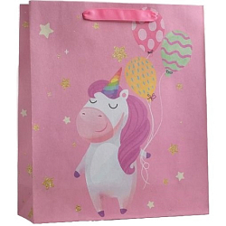 Пакет крафтовый вертикальный «Единорожек», M 26 х 30 х 9 см
