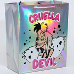 Пакет голография, горизонтальный, 25 х 21 х 10 см "Cruella Devil", Злодейки