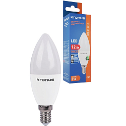 Лампа светодиодная KRONUS C37 свеча 12W/3000K/E14 тёплый свет (10/100)