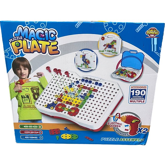 Конструктор Magik Plate 190 деталей + шуруповерт