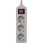 Сетевой удлинитель 1.8м PERFEO POWERMATE, белый, 3 розетки, с кнопкой (PF-PM-3/1,8-W)10А