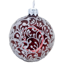 Шар "Вьюнок-веточка морозная" (бордовый), 65мм, в подарочной упаковке КУ-65-18470/10