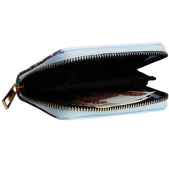 Кошелёк на молнии, цвет голубой/разноцветный