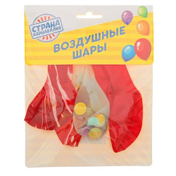 Шары латексные 12" «Яркие», набор 6 шт., цвет красный