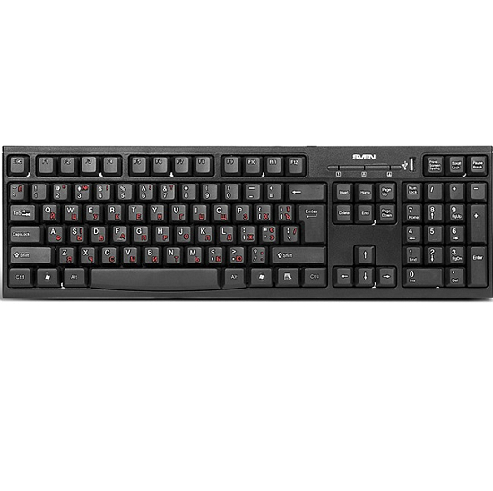 Клавиатура SVEN 304 Standard, USB+HUB, чёрная