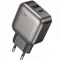 Сетевое ЗУ 1USB/1Type-C 3.0A BOROFONE BAS54A PD20W, серый