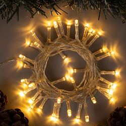 Гирлянда "Нить", 2 м, LED-20-4.5 V, 3*AA, 2 режима, нить прозрачная, свечение тёплое белое