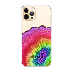 Задняя накладка GRESSO для iPhone 12 Pro Max. Коллекция "Drama Queen". Модель "Rainbow Agate".