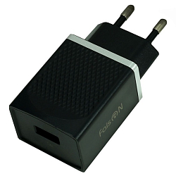 Сетевое ЗУ 1USB 2.1A FAISON C42A, Vast черный, QC3.0, мятая упаковка