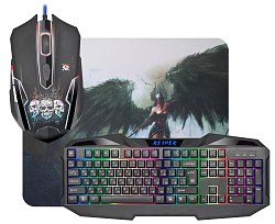 Набор DEFENDER Reaper, MKP-018 RU чёрный (Клавиатура+мышь+коврик)