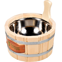 Ушат "шайка" 6,5л БАННЫЕ ШТУЧКИ с нержавеющей вставкой  33216