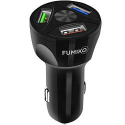 Авто ЗУ 3USB FUMIKO CC08 черное QC3.0
