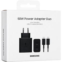 Сетевое ЗУ 2Type-C Samsung EP-T5020X, Black, Type-C, 50W