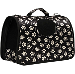 Сумка - переноска для животных "Лапки Happy", чёрная, размер М, 40 х 21 х 27 см