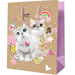 Пакет подарочный 18*23*10см MESHU "Милые котята", крафт MS_52251