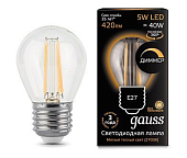 Лампа светодиодная GAUSS Filament Globe dimmable 5W/2700K/E27