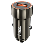 Авто ЗУ 1USB HOCO Z46, Blue shield, серый, microUSB, 18Вт