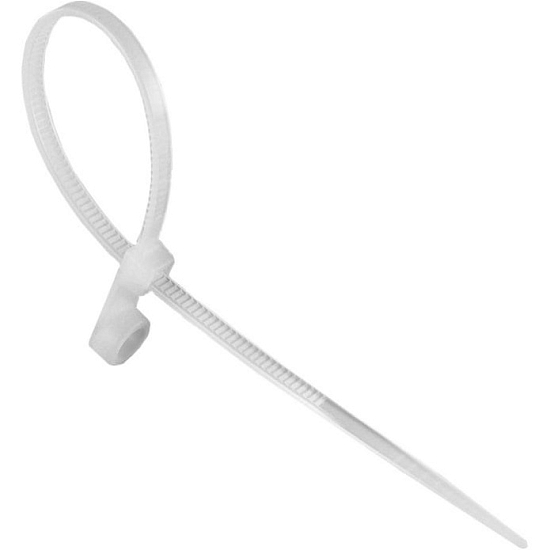 Хомут-стяжка TDM 4,3х200мм (белый) нейлоновый с монтажным отверстием (100шт) (10/60)