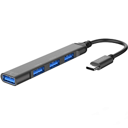 USB Type-C-Хаб PERO MH02, USB-С TO USB 3.0+USB 2.0+USB 2.0+USB 2.0, серый