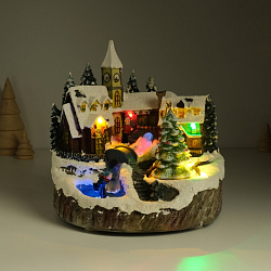 Сувенир "Новогодняя улочка" крутится 20,5х17х20,5 см   10338279