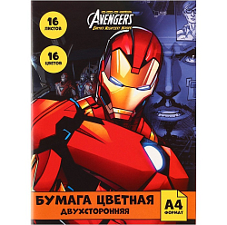 Бумага цветная Мстители А4, 16 листов, 16 цв 9508693