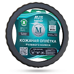 Оплетка на руль AVS SLE-165M-B экокожа, размер M, черный