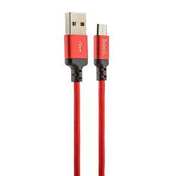 Кабель USB <--> microUSB  2.0м HOCO X14 в переплёте, красный