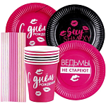 Набор бумажной посуды «Девчонка»: 6 стаканов, 6 тарелок, трубочки 10797811