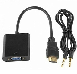 Переходник HDMI <--> VGA JET.A JA-HV02 чёрный +кабель Jack 3.5мм