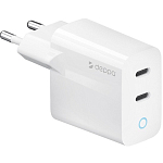 Сетевое ЗУ 2USB-C DEPPA 11449, белый, 45Вт