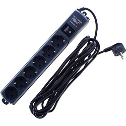 Сетевой фильтр  5.0м PILOT S 6 розеток (5 евро + 1 без заземления) графит