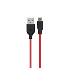 Кабель USB <--> microUSB  0.25м HOCO X21 Plus чёрный, красный