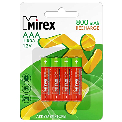 Аккумулятор MIREX R03 800mAh BL-4, Recharge (4/40/200)