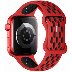 Силиконовый ремешок HOCO WA19 для APPLE Watch 38/40/41mm двухцветный, красный, чёрная вставка