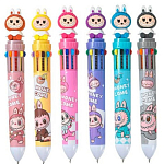 Ручка шариковая автоматическая "Зубастик" 10 цветная, пулевидный пиш.узел 0.7мм,