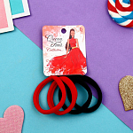 Резинка для волос "Амелия" (набор 4 шт) изысканность, 4 см, красный чёрный 9789694